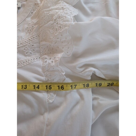 J. Crew Top Womens S Long Sleeve Eyelet Ruffle Cotton Pullover Blue Peasant New - Picture 9 of 13